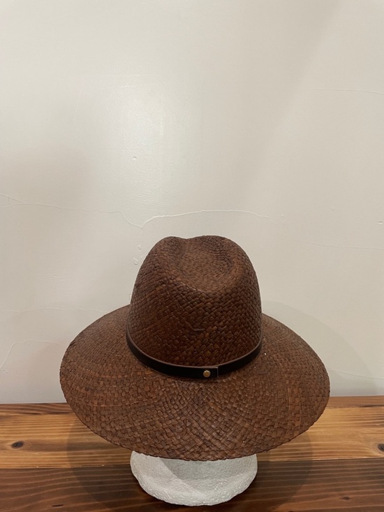 Janessa Leone Dora Raffia Straw Fedora Hat Brown main image 4